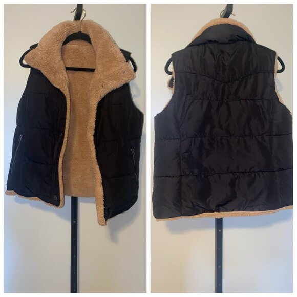 Plush-Lined Snap-Button Padded Vest - Picture 2 of 7